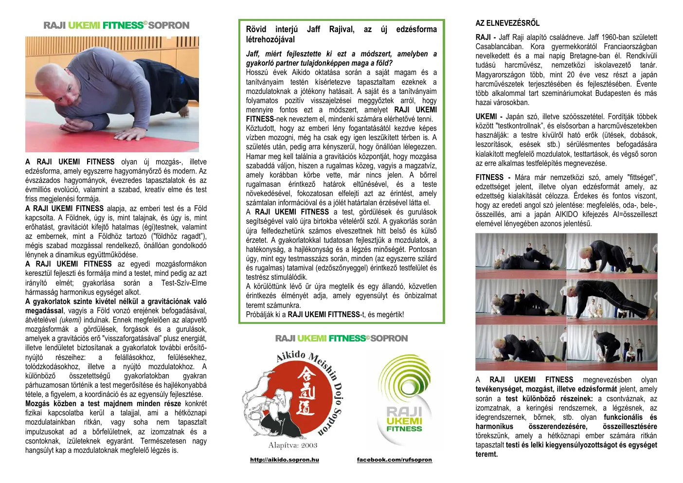 RAJI Ukemi Fitness szórólap – második oldal